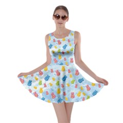 Cute Bear Light Blue Candy Skater Dress