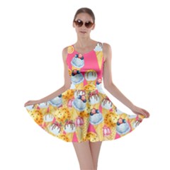 Full Of Cones Pink Lollipop Candy Macaroon Cupcake Donut Skater Dress by CoolDesigns