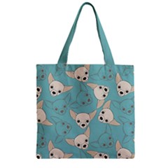 Light Blue Chiwawa Chihuahua Pet Zipper Grocery Tote Bag by CoolDesigns