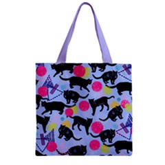 Playful Cat Colorful Space Cats Saturn And Stars Zipper Grocery Tote Bag