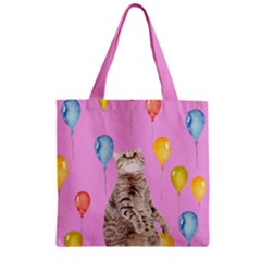 Balloon Cat Orchid Zipper Grocery Tote Bag by CoolDesigns