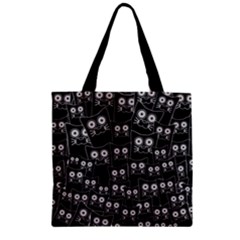 Big Eyes Cat Dark Pet Zipper Grocery Tote Bag by CoolDesigns