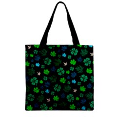 Shamrock Dark Zipper Grocery Tote Bag by CoolDesigns