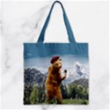 Blue & Green Funny Bear Pattern Zipper Grocery Tote Bag View2