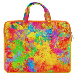 Yellow Colorful Paint Splash Inspired Print Carrying Handbag Laptop 16  Double Pocket Laptop Bag  by CoolDesigns