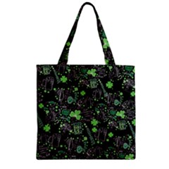 Shamrock Black & Green St Patrick Beer Zipper Grocery Tote Bag   by CoolDesigns