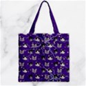 Cat Night Stars Pet Purple Pattern Zipper Grocery Tote Bag View2