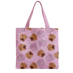 Paws Pink Bulldog Pet Zipper Grocery Tote Bag by CoolDesigns