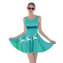 Turquoise Xmas Starry Night Deers Double Sided Skater Dress View1