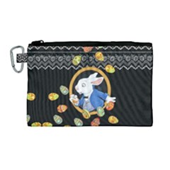 Alice Wonderland Rabbit Black Canvas Cosmetic Bag by CoolDesigns