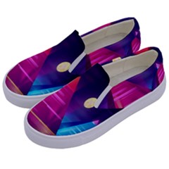 Egyptian Pyramids Night Landscape Cartoon Art Kids  Canvas Slip Ons