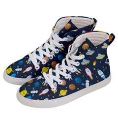 Big Set Cute Astronauts Space Planets Stars Aliens Rockets Ufo Constellations Satellite Moon Rover V Men s Hi-top Skate Sneakers by Bedest