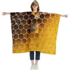 Honeycomb With Bees Women s Hooded Rain Ponchos by Bedest