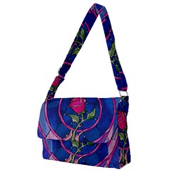 Enchanted Rose Stained Glass Full Print Messenger Bag (l) by Cendanart