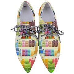 Supermarket Shelf Products Snacks Pointed Oxford Shoes by Cendanart