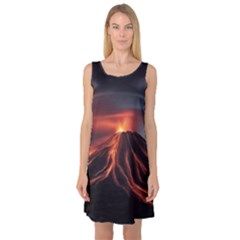 Volcanic Eruption Sleeveless Satin Nightdress by Proyonanggan