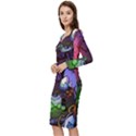 Graffiti Corazones Kingdom Saga Super Long Sleeve V-Neck Bodycon Dress  View2