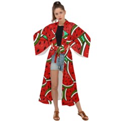 Summer Watermelon Fruit Maxi Kimono by Cemarart