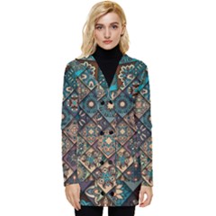 Flower Texture Background Colorful Pattern Button Up Hooded Coat  by Cemarart