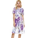 Flower-floral-design-paper-pattern-purple-watercolor-flowers-vector-material-90d2d381fc90ea7e9bf8355 Button Top Knee Length Dress View1