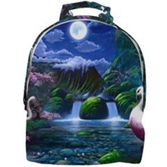 Flamingo Paradise Scenic Bird Fantasy Moon Paradise Waterfall Magical Nature Mini Full Print Backpack by Ndabl3x