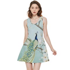 Couple Peacock Bird Spring White Blue Art Magnolia Fantasy Flower Inside Out Reversible Sleeveless Dress by Ndabl3x