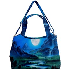 Bright Full Moon Painting Landscapes Scenery Nature Double Compartment Shoulder Bag by Ndabl3x