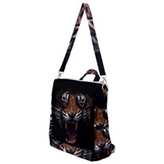 Tiger Angry Nima Face Wild Crossbody Backpack by Cemarart