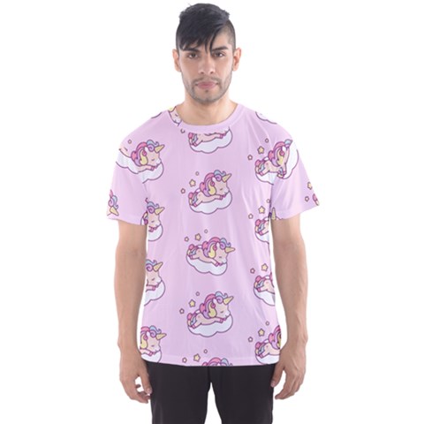 Unicorn Clouds Colorful Cute Pattern Sleepy Men s Sport Mesh T-shirt by Grandong