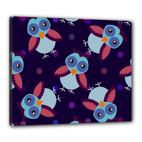 Owl Pattern Background Canvas 24  X 20  (stretched) by Grandong