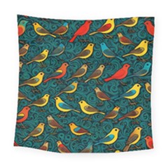 Bird Pattern Colorful Square Tapestry (large) by Cemarart