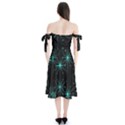 Space Time Abstract Pattern Alien Dark Green Pattern Shoulder Tie Bardot Midi Dress View2