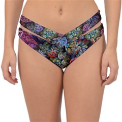 Floral Fractal 3d Art Pattern Double Strap Halter Bikini Bottoms