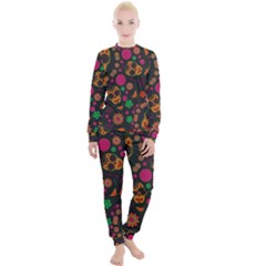 Skull Colorful Floral Flower Head Women s Lounge Set by Cemarart