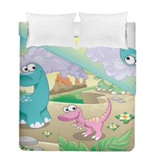 Kids Mural Cartoon Dinosaur Duvet Cover Double Side (full/ Double Size)