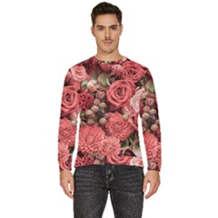 Pink Roses, Flowers, Love, Nature Men s Fleece Sweatshirt by nateshop