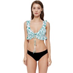 Background, Pattern, Sport Low Cut Ruffle Edge Bikini Top