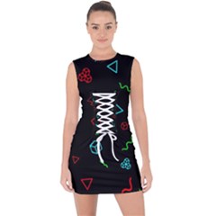 Black, Dark, Galaxy Lace Up Front Bodycon Dress