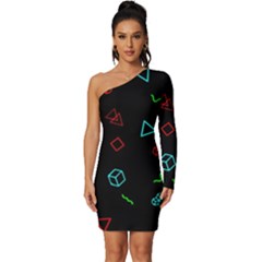 Black, Dark, Galaxy Long Sleeve One Shoulder Mini Dress by nateshop