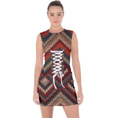 Fabric Abstract Pattern Fabric Textures, Geometric Lace Up Front Bodycon Dress