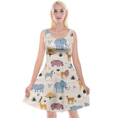 Wild Animals Seamless Pattern Reversible Velvet Sleeveless Dress by Ndabl3x