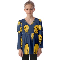 Aesthetic, Blue, Mr, Patterns, Yellow, Tumblr, Hello, Dark Kids  V Neck Casual Top