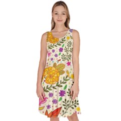 Colorful Flowers Pattern, Abstract Patterns, Floral Patterns Knee Length Skater Dress With Pockets by nateshop