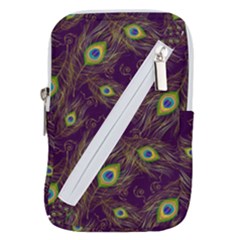 Feathers, Peacock, Patterns, Colorful Belt Pouch Bag (large) by nateshop