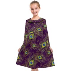 Feathers, Peacock, Patterns, Colorful Kids  Midi Sailor Dress