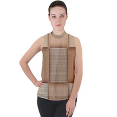 Wooden Wickerwork Textures, Square Patterns, Vector Mock Neck Chiffon Sleeveless Top