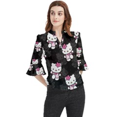 Hello Kitty, Pattern, Supreme Loose Horn Sleeve Chiffon Blouse