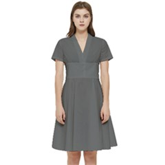 Gray, Color, Background, Monochrome, Minimalism Short Sleeve Waist Detail Dress