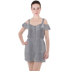 Aluminum Textures, Horizontal Metal Texture, Gray Metal Plate Ruffle Cut Out Chiffon Playsuit