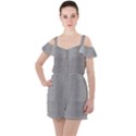 Aluminum Textures, Horizontal Metal Texture, Gray Metal Plate Ruffle Cut Out Chiffon Playsuit View1